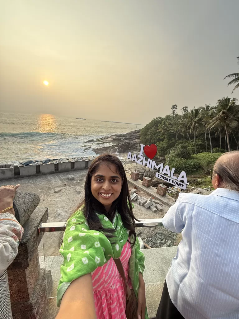 Woman at Aazhimala Sunset Point with Arabian Sea view Kerala